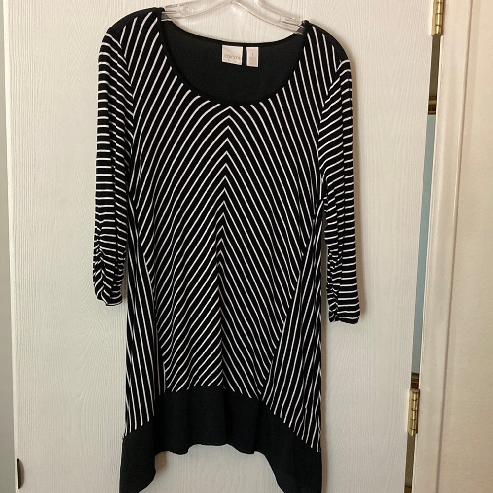 Chicos tunic, size 1 or (8), black and white stripe